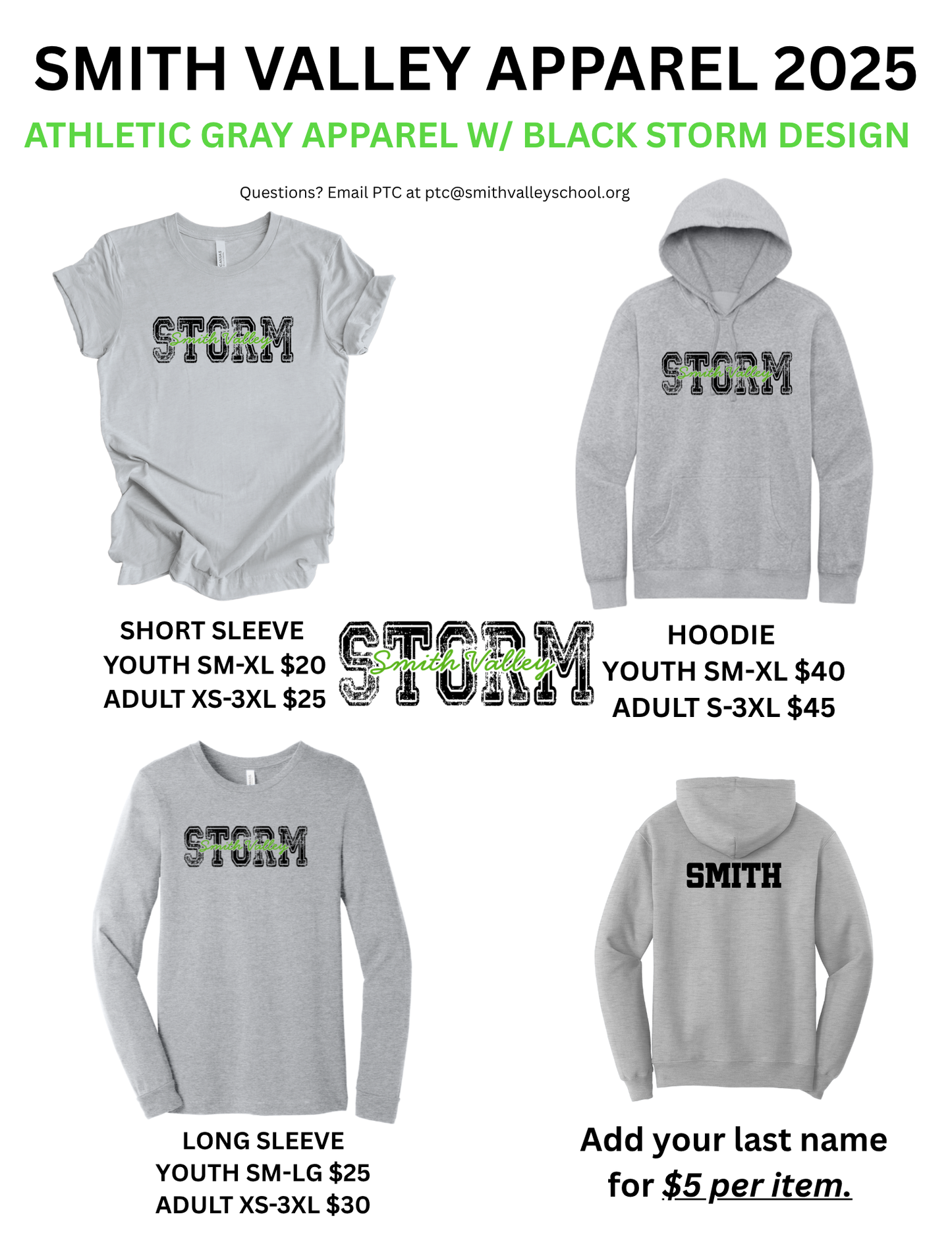 Smith Valley 2025 Gray Smith Valley Storm Apparel w/ Black and Green Design