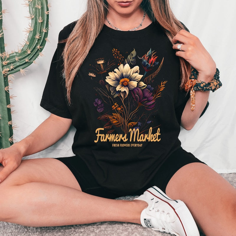 Floral farmers market tshirt
