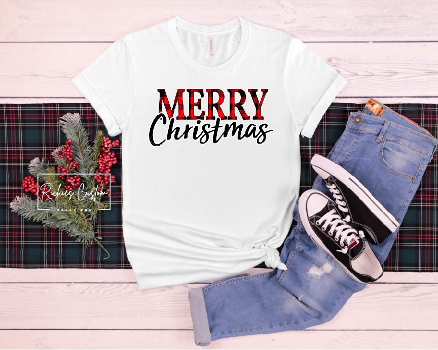 Buffalo Plaid Merry Christmas T-Shirt