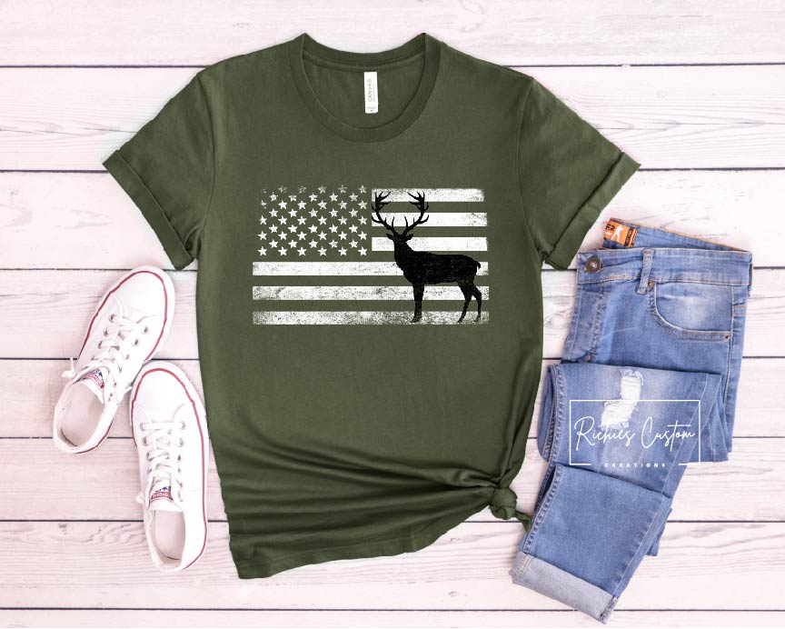 Vintage Deer Hunting Flag T-Shirt