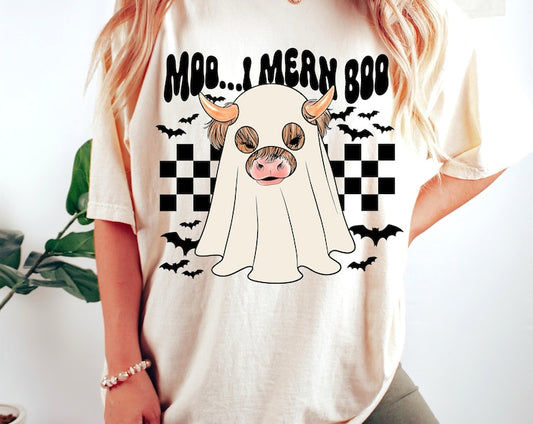 Moo I Mean Boo Spooky Season Tshirt